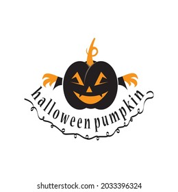 pumpkin logo color illustration horror vector design 
