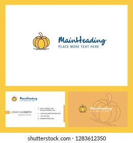 Pumpkin  Logo design with Tagline & Front and Back Busienss Card Template. Vector Creative Design