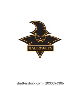 pumpkin logo illustration halloween horror hat vector design