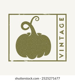 Logotipo de abóbora verde. Símbolo do dia de Ação de Graças no estilo vintage 