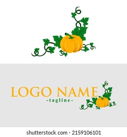 Pumpkin Logo, Isolated On White Background, Pumpkin Sign, Fresh Vegetables. Pumpkin Icon. Farm Stand Sign.