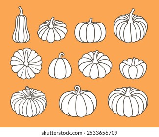 Pumpkin logo. Outline. Isolated pumpkin on white background