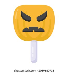 A pumpkin lollipop flat icon