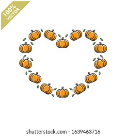 Pumpkin love shape with flat icon design. Scalable and editable fruit vector.	
