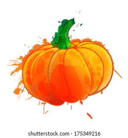 Pumpkin  made of colorful splashes on white background