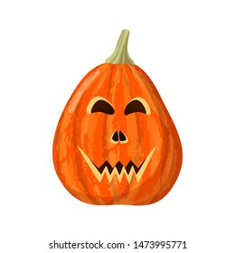 Pumpkin is the main symbol of Halloween (all saints ' Day). Cartoon orange Jack of the Lantern isolated on white background.