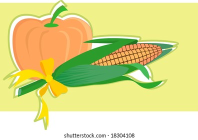pumpkin and maize decorated	