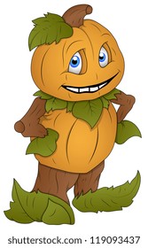 Pumpkin Man - Cartoon Character - Vector Illustration