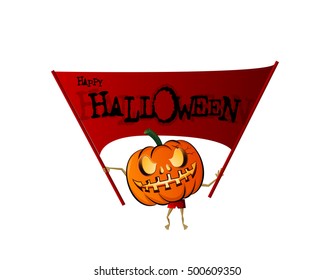 The Pumpkin man cartoon show Banner Happy Halloween isolate on white background, vector illustration.