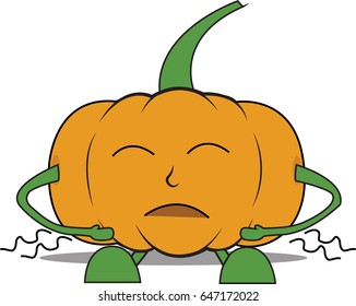 Pumpkin man is hungry