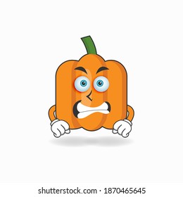 Pumpkin mascot character with angry expression. vector illustration