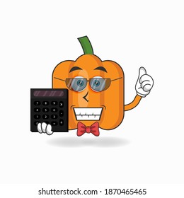 The Pumpkin mascot character becomes an accountant. vector illustration