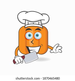 The Pumpkin mascot character becomes a chef. vector illustration