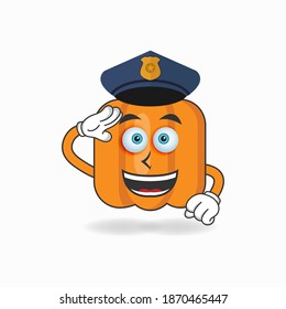 The Pumpkin mascot character becomes a policeman. vector illustration