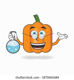 The Pumpkin mascot character becomes a scientist. vector illustration