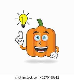 The Pumpkin mascot character with an expression gets an idea. vector illustration