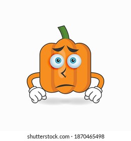 Pumpkin mascot character with sad expression. vector illustration