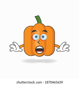 Pumpkin mascot character with shocked expression. vector illustration