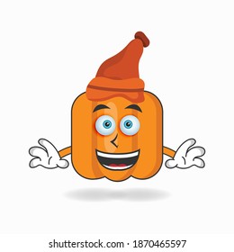 The Pumpkin mascot character wearing a hat. vector illustration