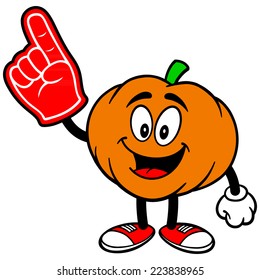 Pumpkin Mascot with Foam Finger