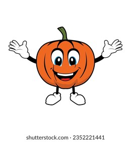 Pumpkin mascot with happy smiling face