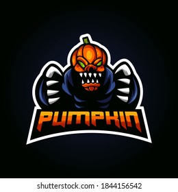 Pumpkin mascot logo design vector with modern illustration concept style for badge, emblem and t-shirt printing. pumpkin ghost for the mascot halloween