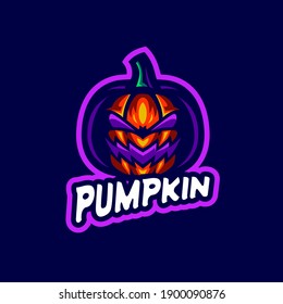 Plantilla de juego del logotipo de la mascota de calabaza