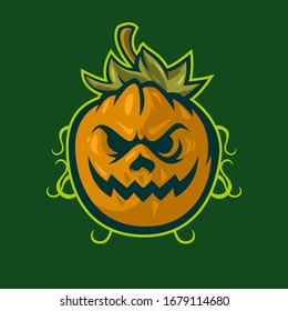 pumpkin mascot logo vector illustration for trick or treat event