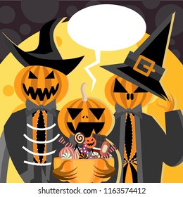 pumpkin men trick or treats with bubble