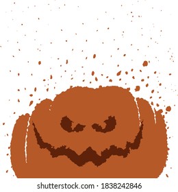 Pumpkin with mischievous and evil gesture, fading in a spooky season of Halloween.