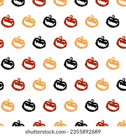 Pumpkin Mischievous Grin Parade Vector Seamless Pattern can be use for background and apparel design