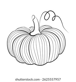 Pumpkin, monochrome linear pattern. Vector illustration, a traditional decorative element for Thanksgiving and Halloween.
