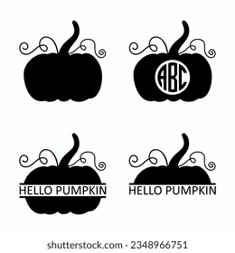Pumpkin monogram frame set vector illustration  svg