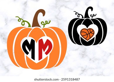 Pumpkin monogram Heart, t shirt design, farm market, fall harvest banner, Thanksgiving, Halloween stock illustration
#12