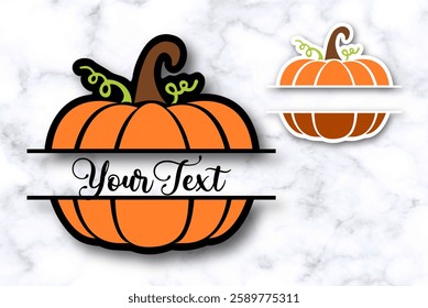 Pumpkin monogram, t shirt design, farm market, fall harvest banner, Thanksgiving, Halloween stock illustration
#06