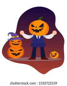 Pumpkin monster conceptual  vector illustration