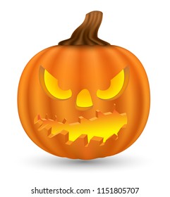 Pumpkin monster face isolated for element halloween. Vector illustration.