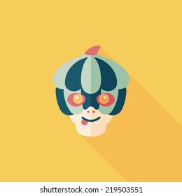 pumpkin monster flat icon with long shadow,eps10
