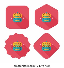 pumpkin monster flat icon with long shadow,eps10