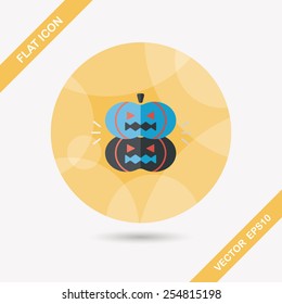 pumpkin monster flat icon with long shadow,eps10