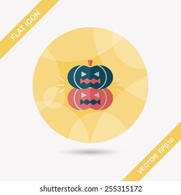 pumpkin monster flat icon with long shadow,eps10