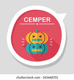 pumpkin monster flat icon with long shadow,eps10