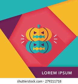 pumpkin monster flat icon with long shadow,eps10