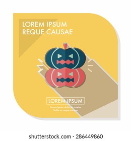 pumpkin monster flat icon with long shadow,eps10