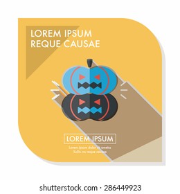 pumpkin monster flat icon with long shadow,eps10
