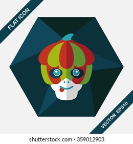 pumpkin monster flat icon with long shadow,eps10