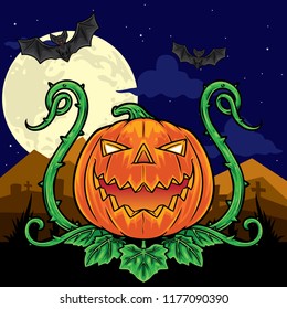 Pumpkin monster halloween background.