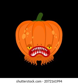 Pumpkin monster for halloween. Scary vegetable. Horrible monstrosity