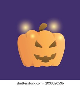 pumpkin monster head illustration. jack o lantern head. helloween graphic elements. flat cartoon style. vector design