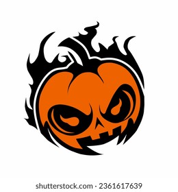 pumpkin monster illustration clipart design on a white background